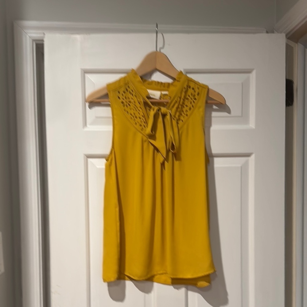 Maeve Yellow Sleeveless Top with Bow